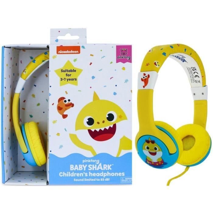 Casque audio pour enfant - OTL - Baby Shark BS0845 - Jaune - 85 dB - Confort optimal