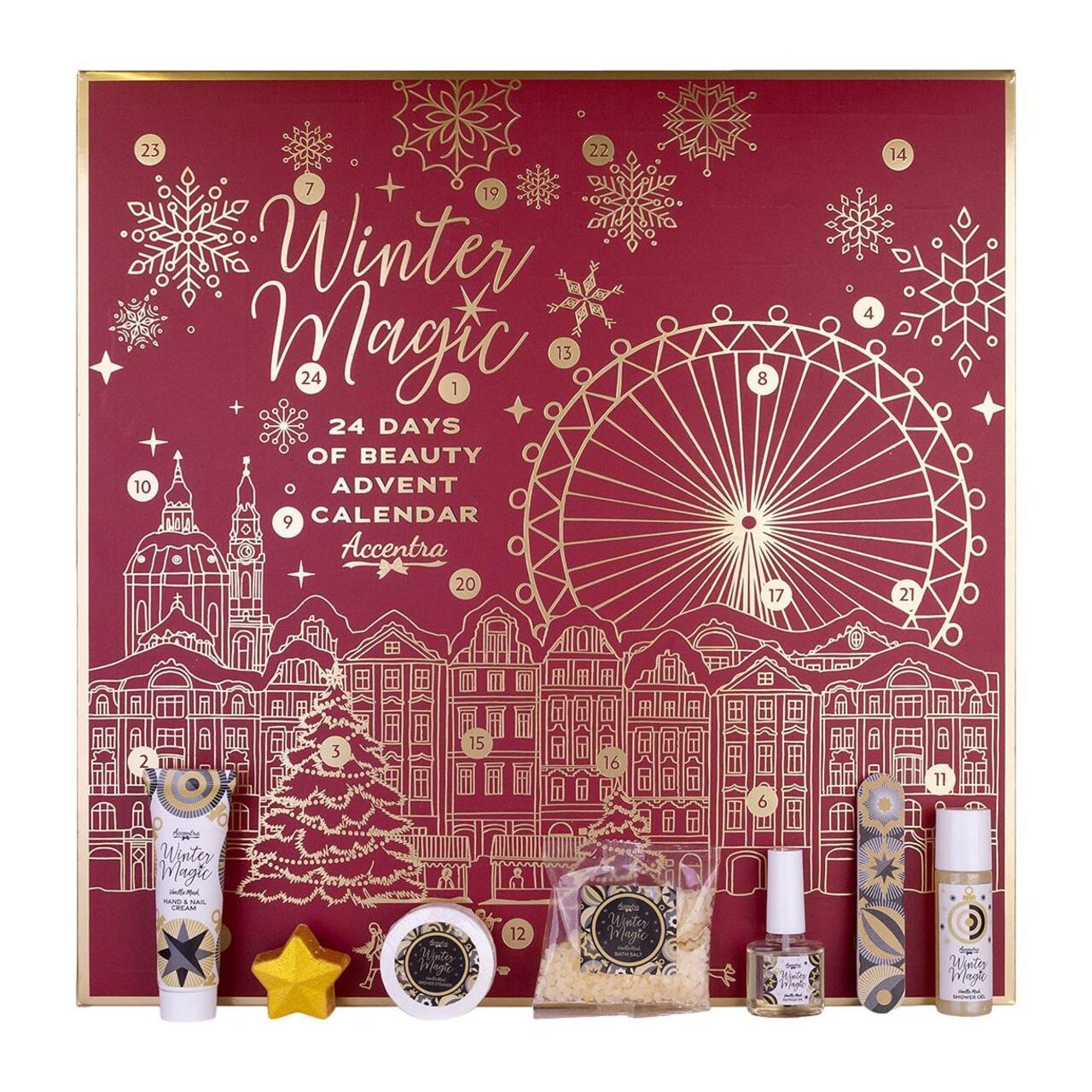 Adventný kalendár Accentra ZIMNÁ KÚZELNÁ BORDOVÁ - 1 kus