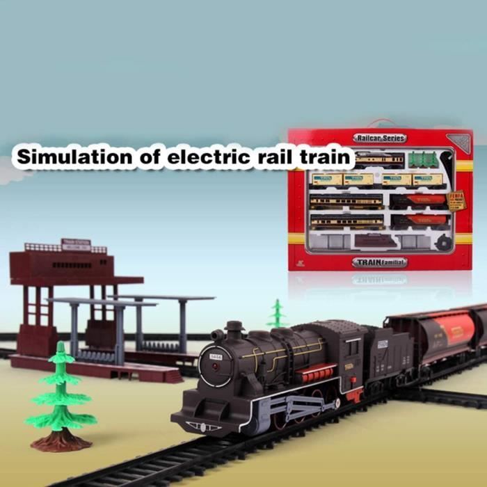 Set di trenino elettrico - 4 motori, 4 vagoni, suoni, luci e fumo - Locomotiva elettrica - 25 pezzi