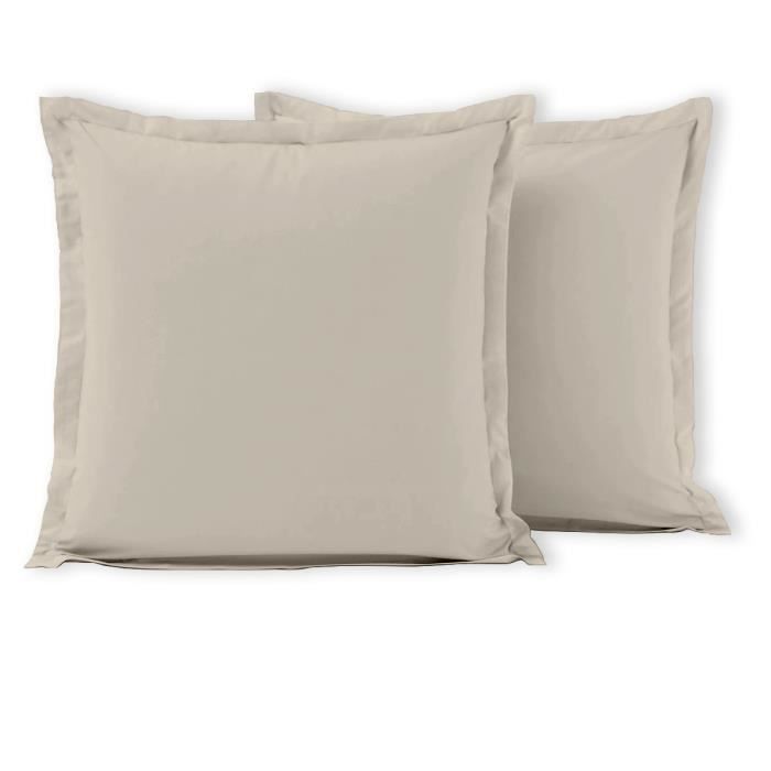 JUEGO DE 2 ALMOHADAS DE 60x60 cm + 2 FUNDAS DE ALMOHADA BEIGE MARFIL