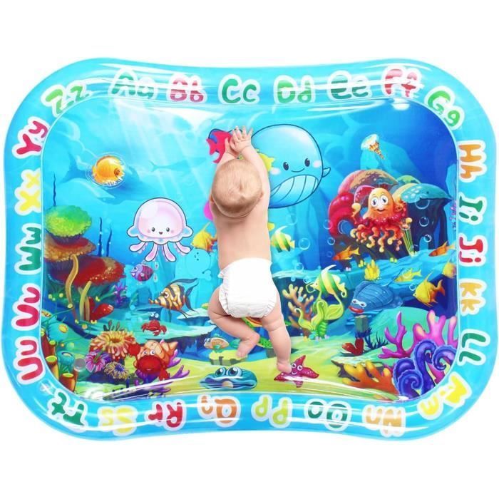 Alfombra de agua grande para bebés de 95x76 cm, XXL, para bebés de 3, 6, 9 y 12 meses, alfombra de juego acuática sensorial inflable.