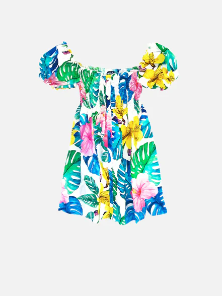 Vestido de niña con estampado tropical