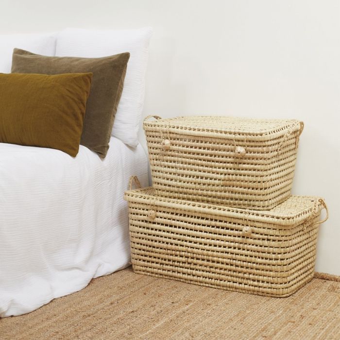 Malle de rangement feuille de palmier Naturel 60 cm