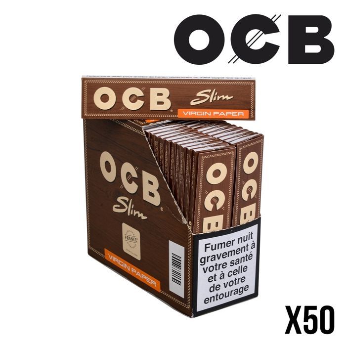 Confezione da 50 pacchetti di cartine OCB Slim, non sbiancate.
