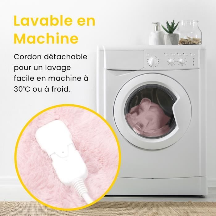 Cosi Home Couverture Chauffante Electrique Luxe en Fausse Fourrure 180 x 130 cm, 9 réglages de Chaleur, Minuterie 9h - Rose