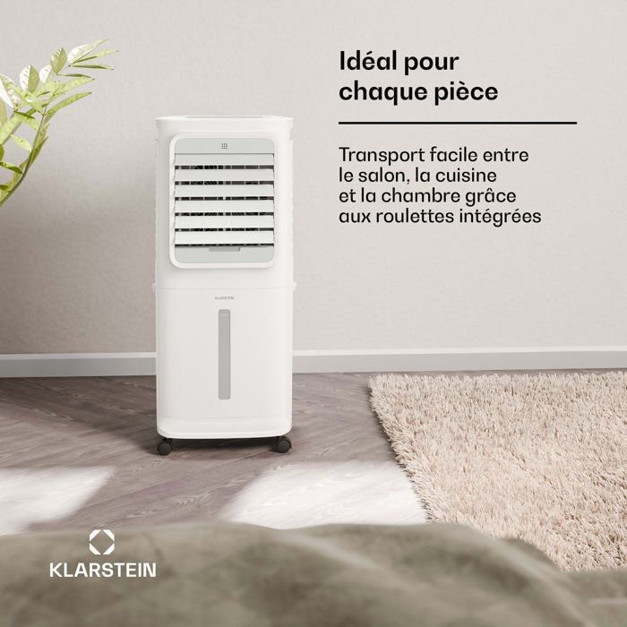 Ventilador inteligente Klarstein Breezcube - 340 m³/h - 10 L - 30 m² - 3 modos - 50 W - Blanco