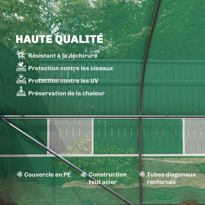 Outsunny - Estufa de jardim - PE - 8x3x2m - Verde