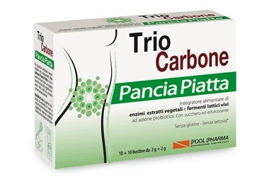 POOL PHARMA Trio Carbone Complemento alimenticio para un vientre plano 10 sobres contra la hinchazón