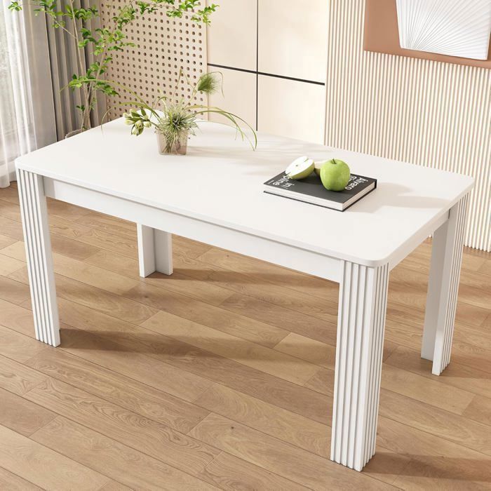 Lemonbest Table à manger moderne en bois 116 x 65 x 75 cm (L x l x H) Convient pour salle à manger cuisine Blanc