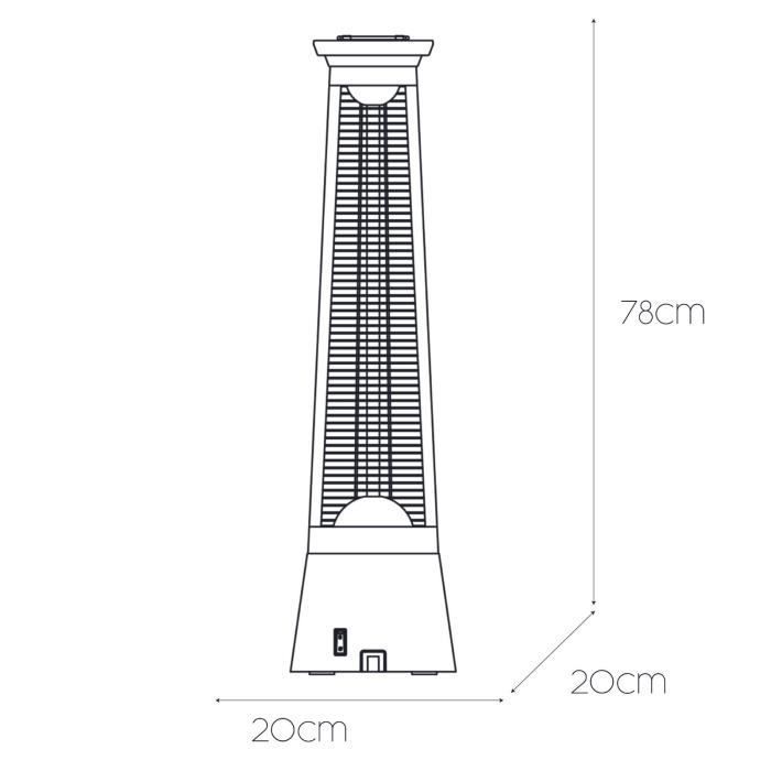 Riscaldatore elettrico portatile a infrarossi Kekai da 2000 W in fibra di carbonio per uso interno ed esterno, 20x20x78 cm