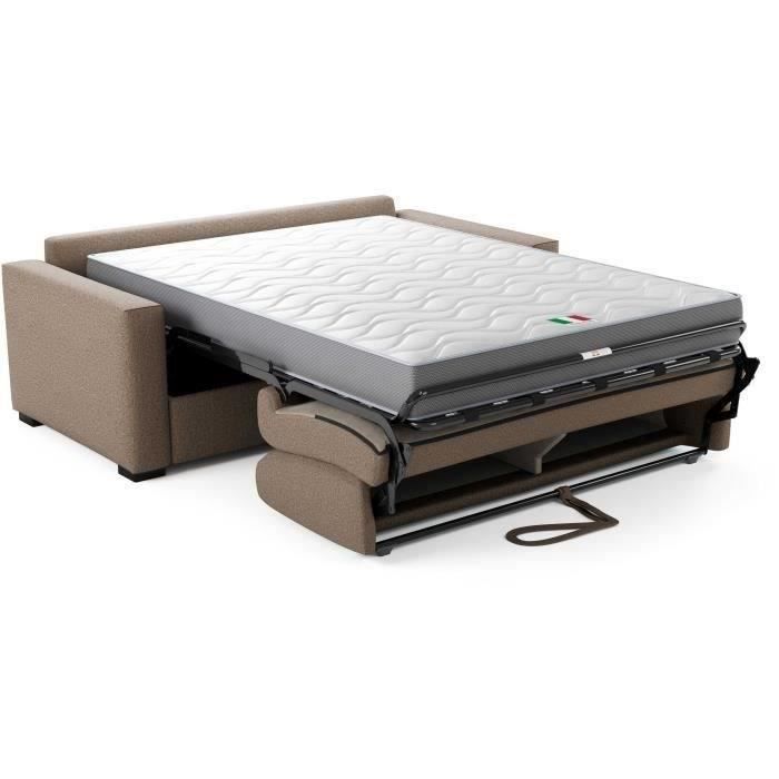 Divano trasformabile JOHN Express - 3 posti - Tessuto beige - 190 x 100 x 87 cm