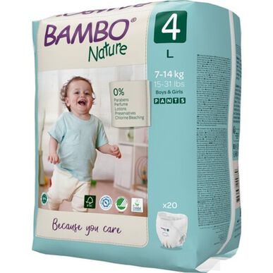 Bambo Nature kalhotkové plenky pro chlapce a dívky Ekologické spodní prádlo T4 7-14 kg 20 ks 20 ks