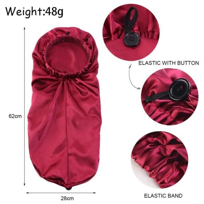 Nightcap, Satin Nightcap, Elastic Sleep Cap, Shower Cap, Night Hat with Buttons, for Hair