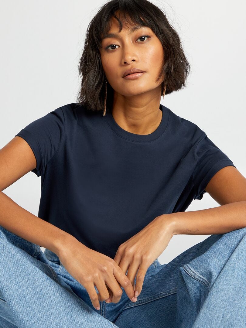 Camiseta de malha lisa - Azul escuro