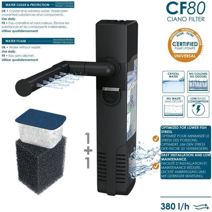 Aquarium van 60 cm - CIANO - 58 liter + filter + LED + verwarming + verbruiksartikelen - wit