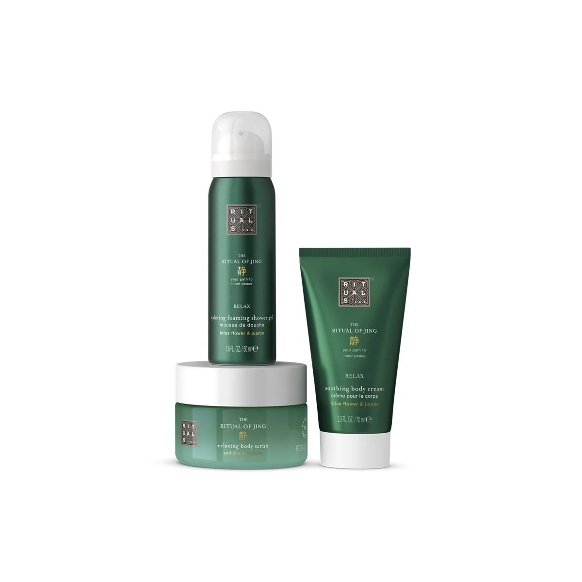The Ritual of Jing Trial Set Jing 2025 - Cofanetti Viso e Corpo, Bagno e Doccia, Esfoliante, Crema Corpo