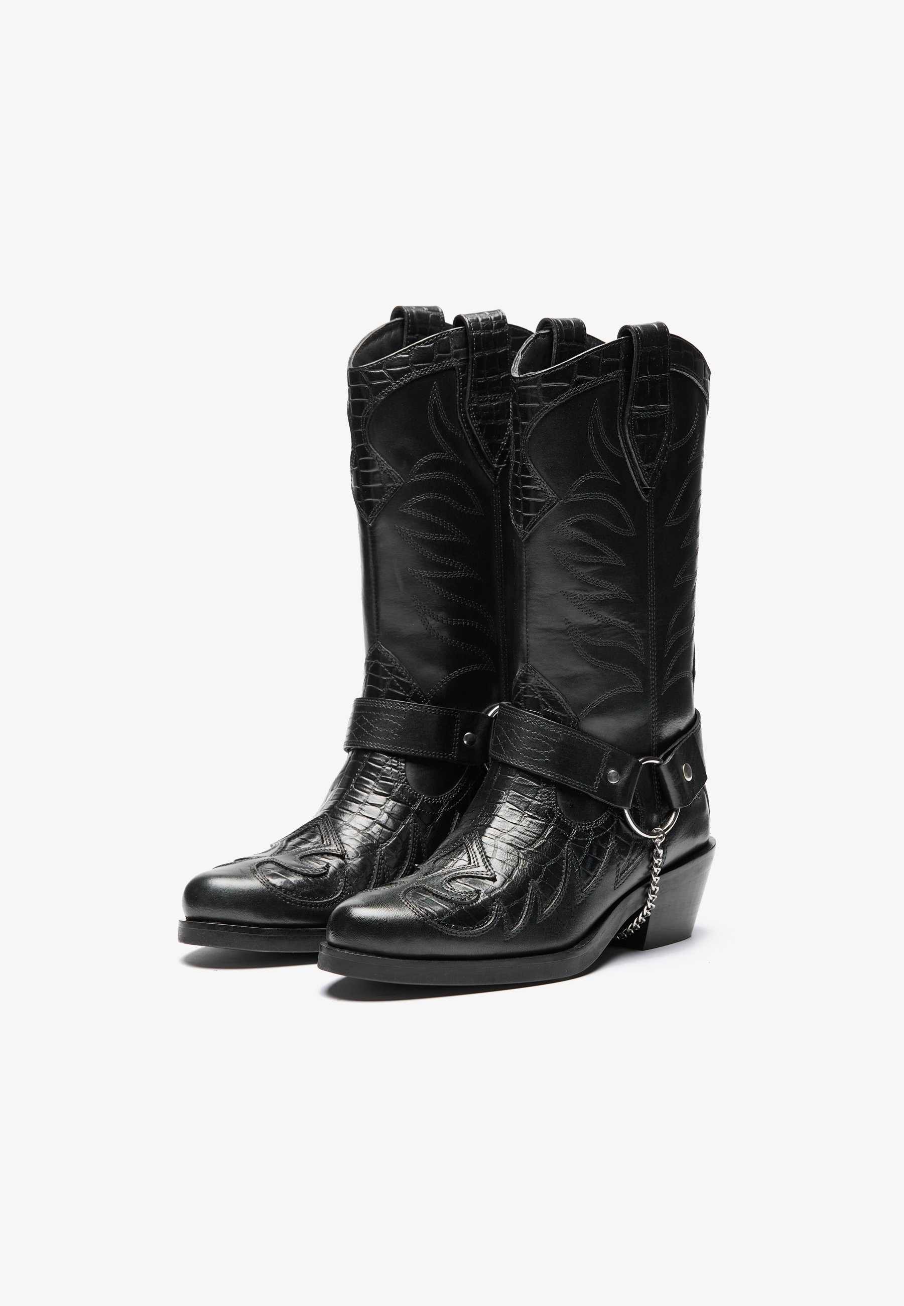 YOURTURN UNISEXE - Bottes de cowboy/motard - noires