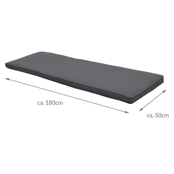 Beautissu Loft HS Garden Swing Cushion Set - 180x50x6cm - 3 Seat + Backrest - Anthracite