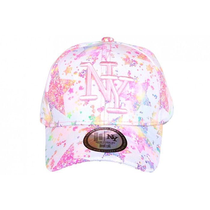 Boné Infantil Hip Hop Honour - Boné Estrelado Multicolorido para Meninas - Rosa Rainbow NY - Tamanhos de 7 a 12 anos - Rosa
