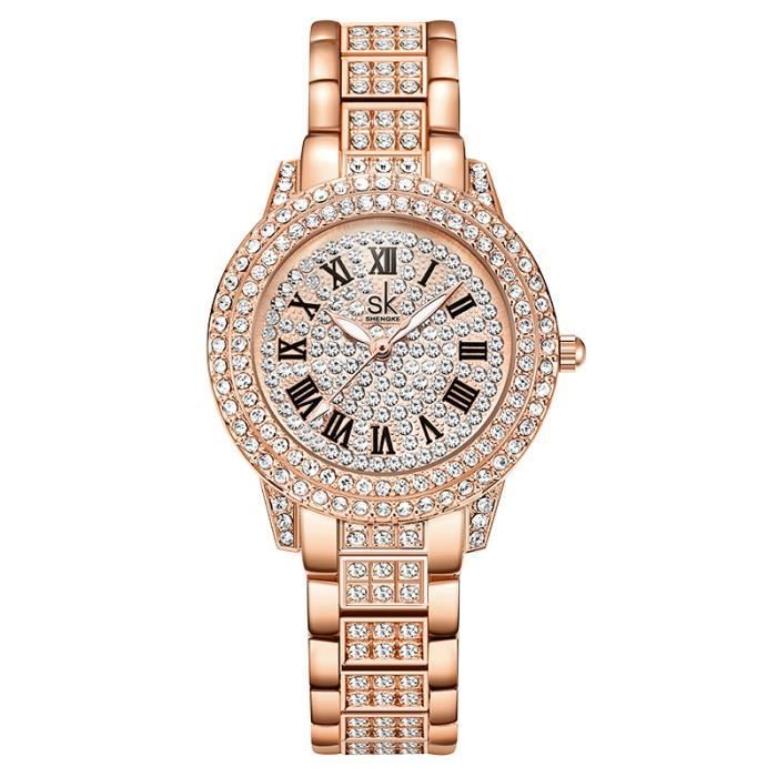 Orologi da donna di lusso firmati 2022, bracciale in oro rosa con diamanti, movimento al quarzo impermeabile, splendido orologio gioiello per donne e ragazze.