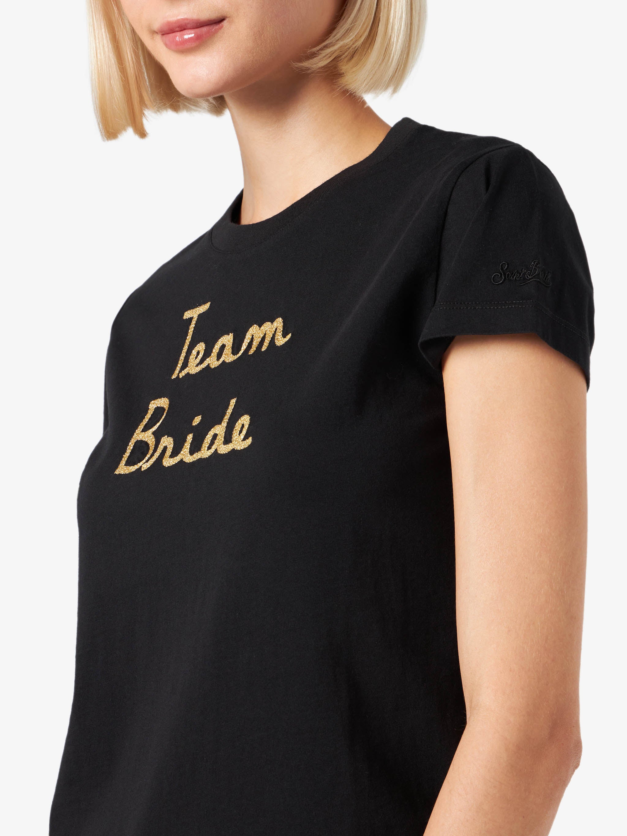 Camiseta de algodón para mujer con bordado