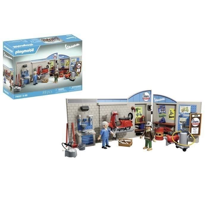PLAYMOBIL 71620 Vespa Garage, Retro Stijl, Jaren 60, 88 Onderdelen, Volwassenen, Klassieke Auto's
