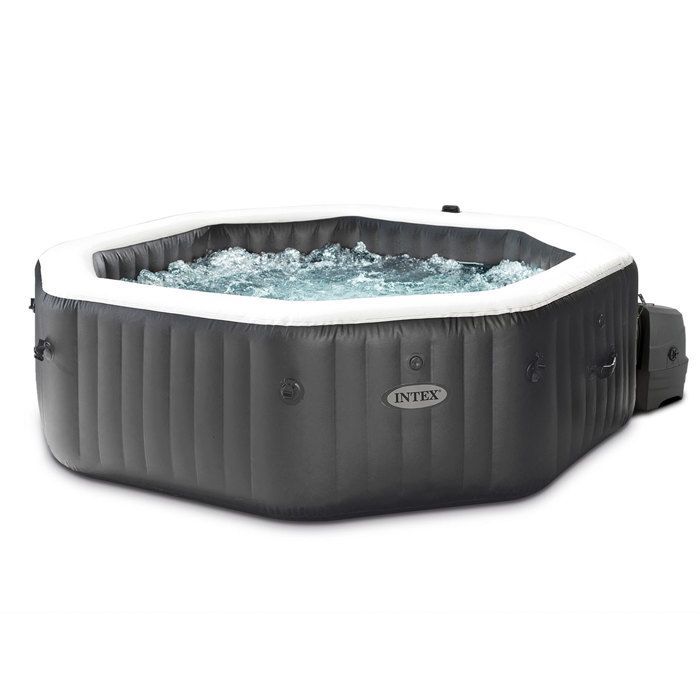 Kit de bañera de hidromasaje inflable octogonal Intex PureSpa Carbon con burbujas y chorros, capacidad para 4 personas + 5 kg de sal.