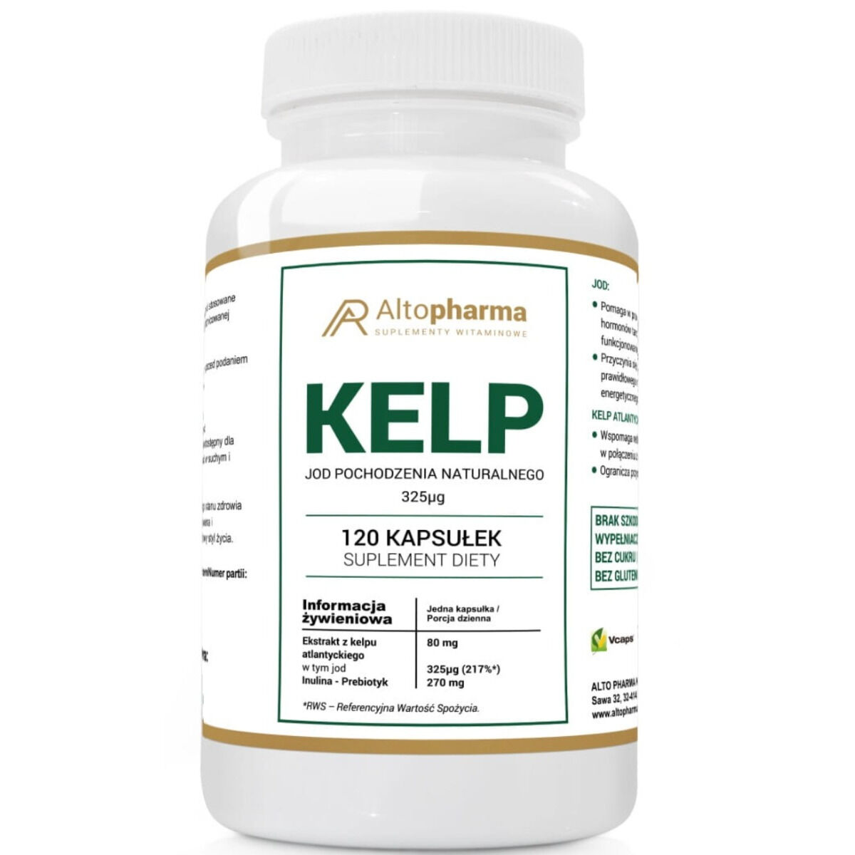 Altopharma ekstrakt alge Kelp Jod 325 µg + prebiotik Vege
