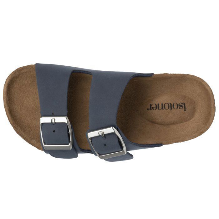 Sandalias Isotoner para niña, ultra cómodas y con doble tira, en color azul marino.