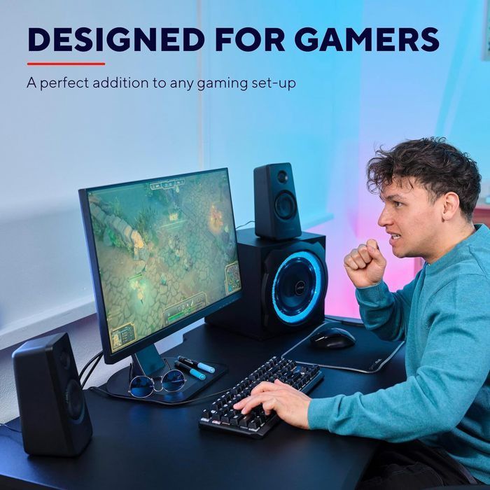Sistema di altoparlanti per PC gaming Trust Gaming GXT 629 Tytan RGB 2.1 con subwoofer da 120 Watt