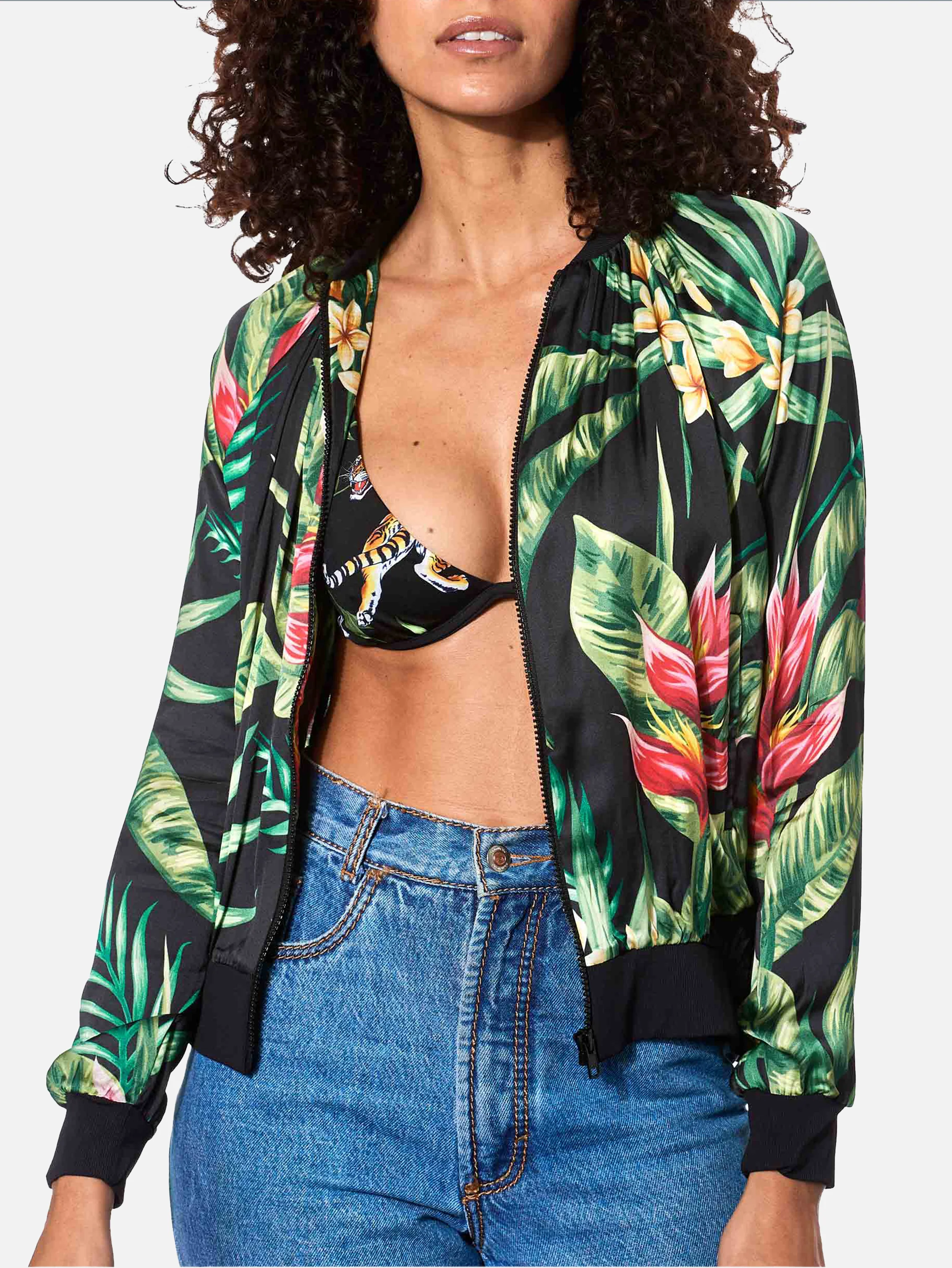 Bomber con stampa tropicale