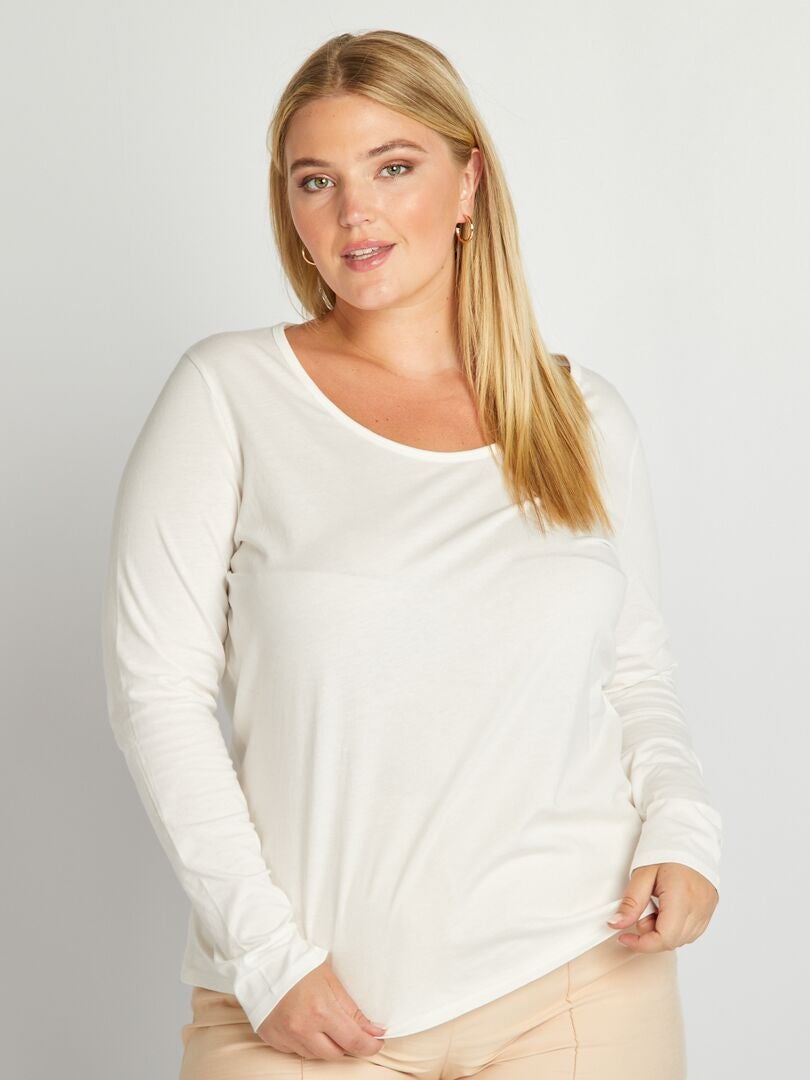 T-shirt met ronde hals van jersey - wit