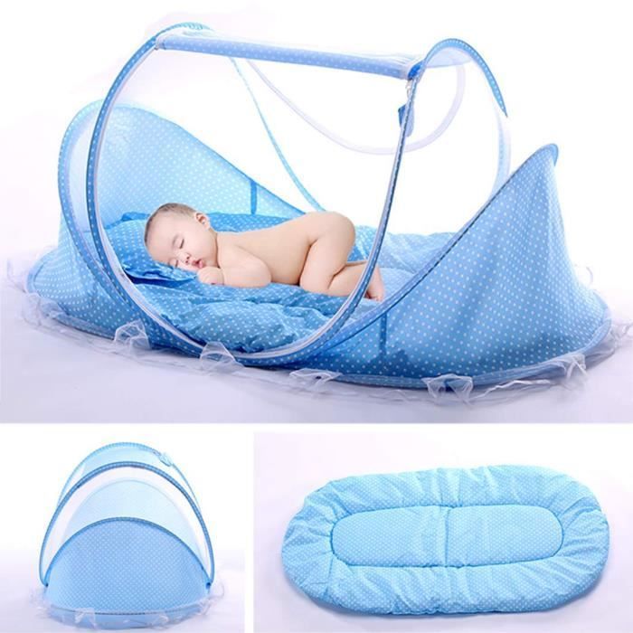 Cuna de viaje plegable - Cama para bebé - ZGEER - Ligera - Mosquitera - Azul