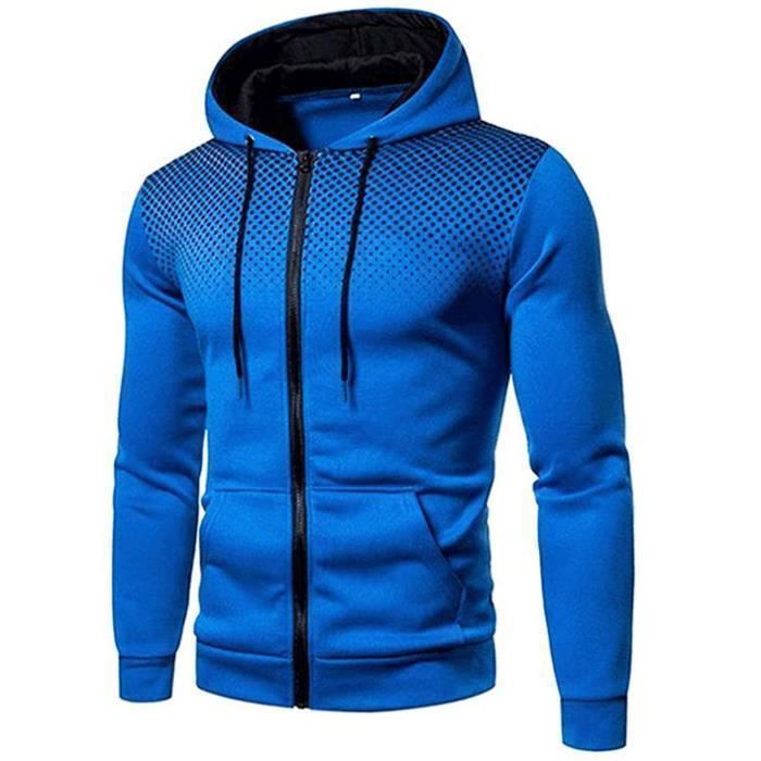 2021 New Men's Long Sleeve Tracksuit Set Jogging Sport Casual Clothing Hoodie and Pants Blue