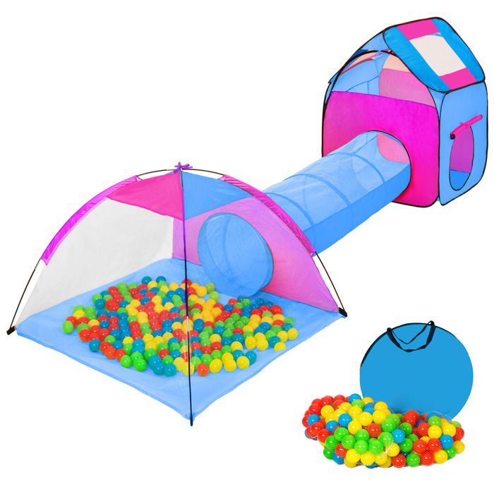 Tienda de juegos infantil - TECTAKE - Tienda de juegos infantil con túnel y 200 pelotas - Azul