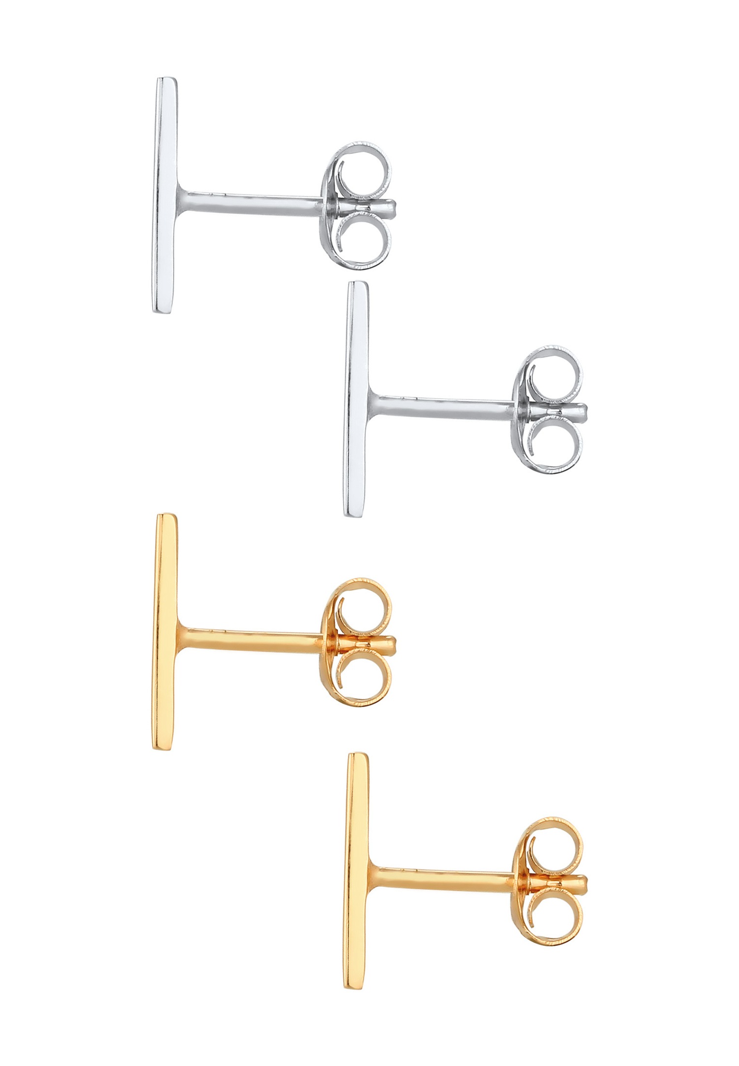 Elli Set Géo Basic Minimal Clous d'Oreille Femme - (925/1000) Argent Plaqué Or