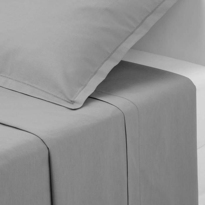 Sábana plana de percal gris de 180x290cm - Atmosphera Interior Designer