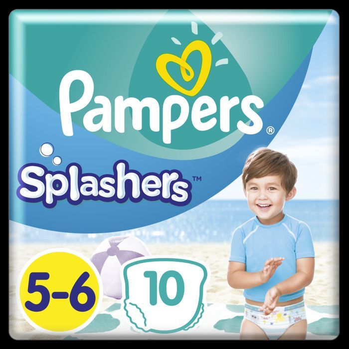 Pampers Splashers Taille 5-6, 14+ kg, 10 Couches-Culottes De Bain
