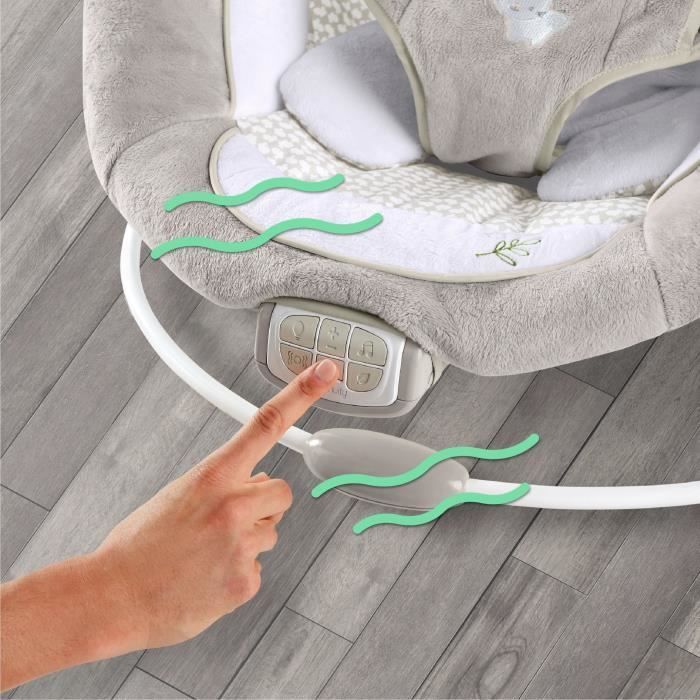 INGENUITY Baby Comfort Bouncer Little Rabbit, met verlichte activiteitenboog, afneembaar verkleinkussen, babycadeau