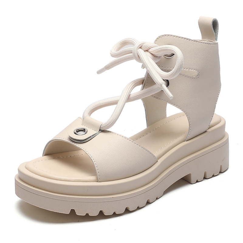 Sandales à plateforme pour femmes, collection été 2021, semelles épaisses, brides croisées, style romain, parfaites pour la plage ou pour filles.