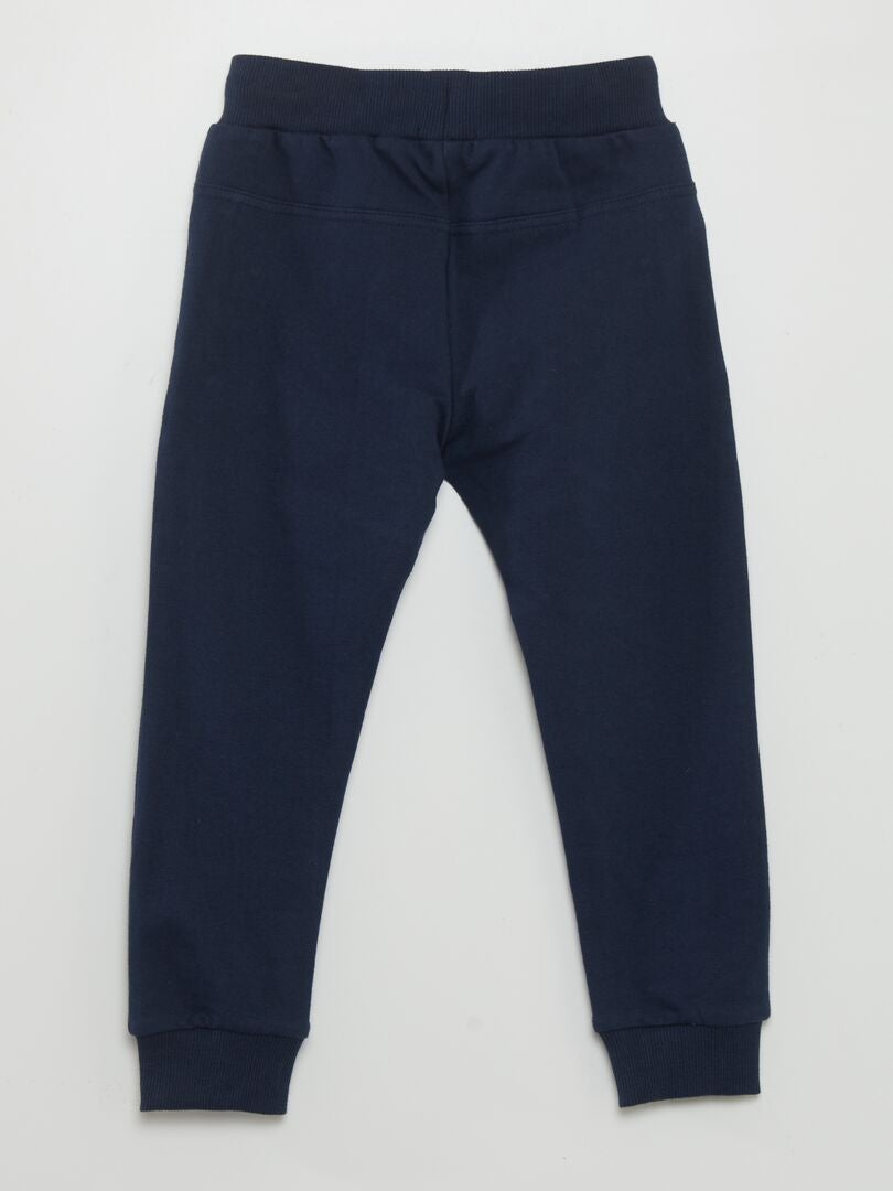 Fleece joggingbroek met sierstiksels - BLAUW