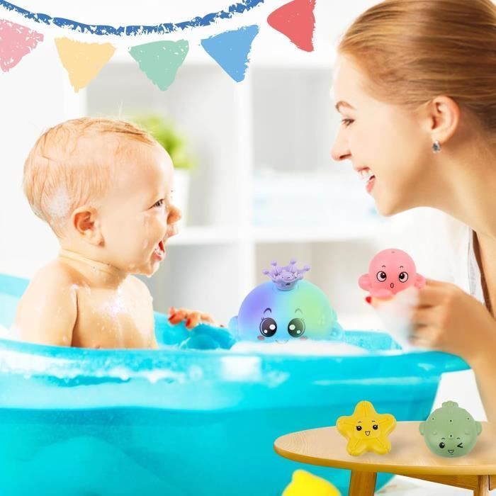 Juguetes de baño para bebés - Juegos de baño para bebés y niños de 1, 2, 3 y 4 años - Juguete rociador de agua con forma de pez