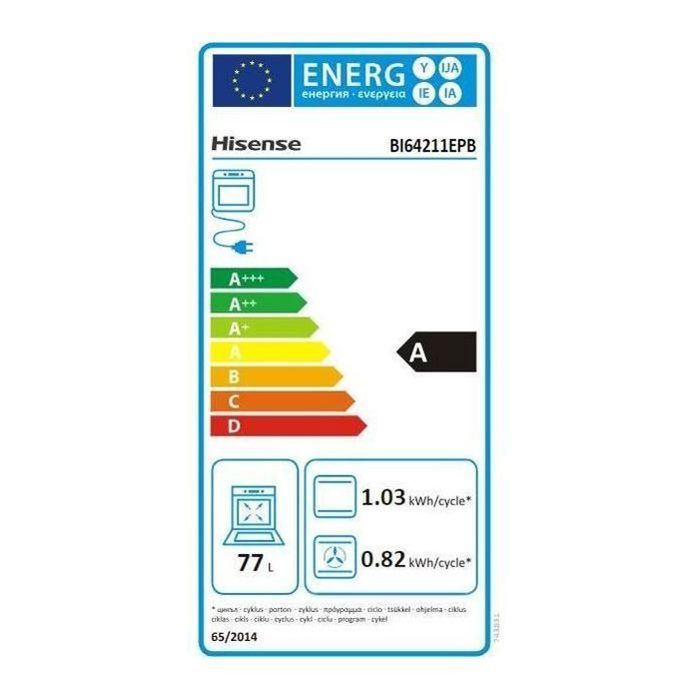 Pyrolytische inbouwoven - HISENSE - BI64211EPB - Zwart - Multifunctioneel - 77 liter - AirFry - Energieklasse A