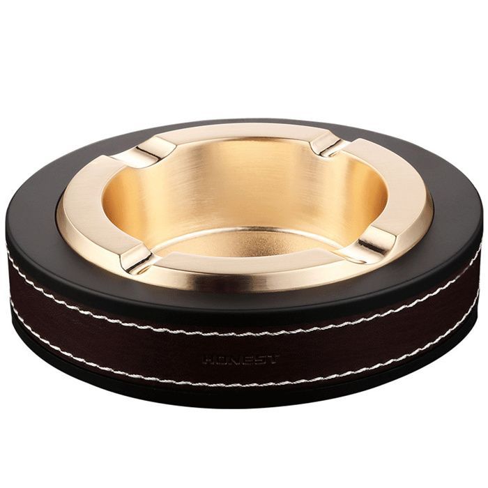 Cendrier de luxe pour cigares-PUCendrier en cuir et alliage de zinc-Accessoires pour smokers de bureau