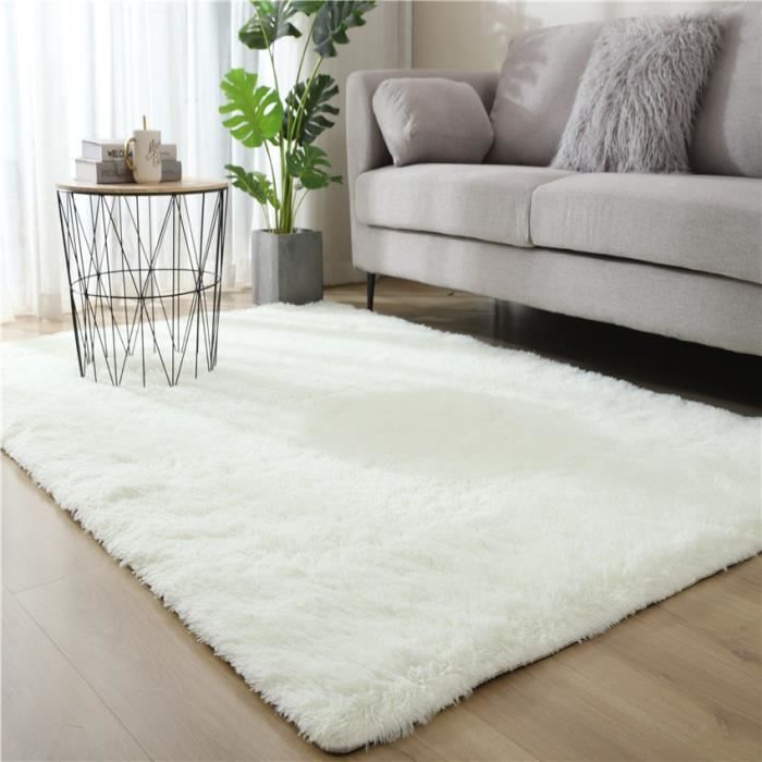 Hoogpolig vloerkleed voor de woonkamer - FREOSEN - 160x230cm - Witbeige - Langpolig - Modern