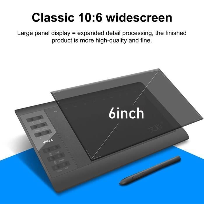 10x6 inch 8192 Graphics Tablet, Horizontal Digital Drawing Tablet PC, Supports Android Phones