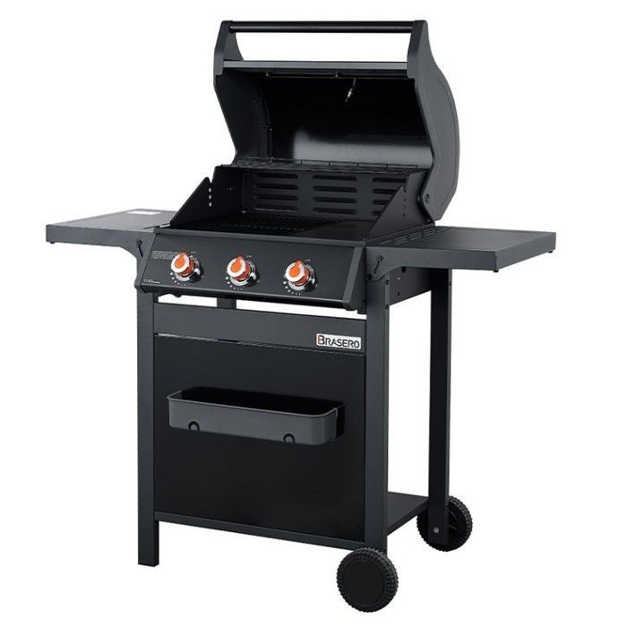 Barbacoa de gas Spring II – BRASERO BY FAVEX – 3 quemadores 9,95 kW – Parrilla y plancha de hierro fundido – EASY CLEAN™ – Sirve hasta 10 personas