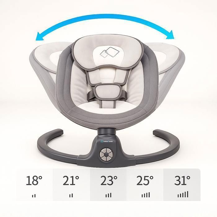 BEBE2LUXE Ava: Balanço/cadeira de descanso elétrica para bebês até 9 kg, Bluetooth para smartphone, cinto de segurança de 5 pontos