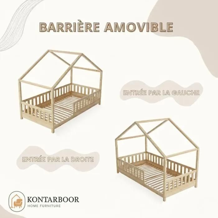 Lit Cabane Enfant  90 x 190 cm avec MATELAS