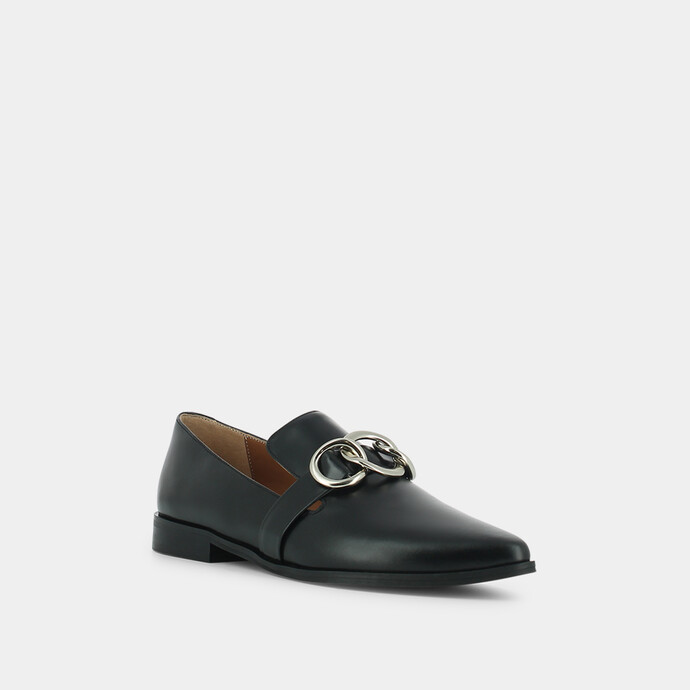 Mocassins à boucles  en cuir noir